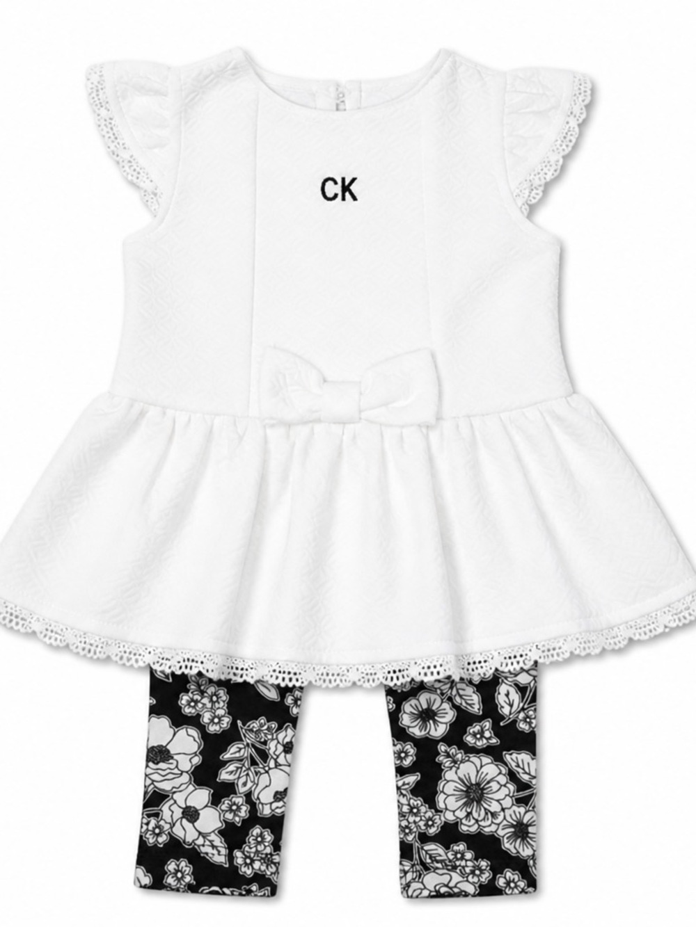 Calvin Klein White & Black 2 piece Baby girl outfit size 6/9 M